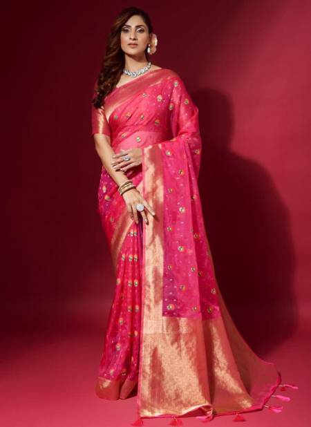 Pink Colour RAJYOG AMULY SILK New Designer Festive Wear Heavy Organza Latest Saree Collection 25006